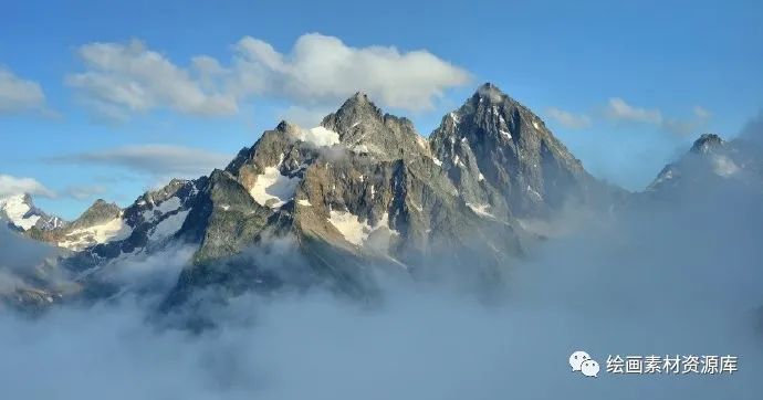 繪畫素材一組自然景觀與人造建築素材參考