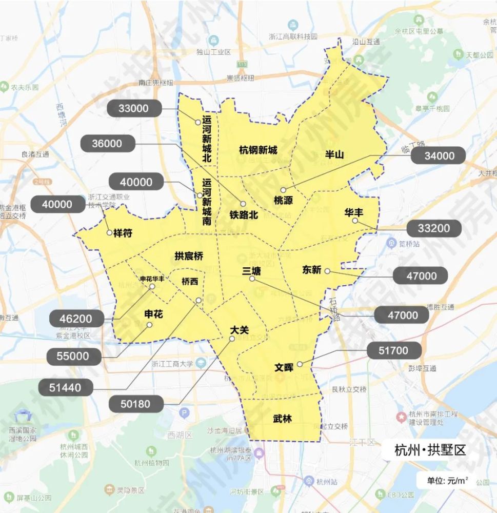 2022年杭州新房限价地图!