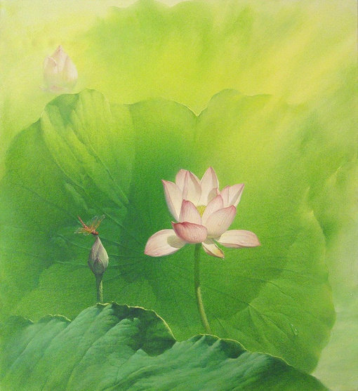 国风水彩荷花画家蒋德斌