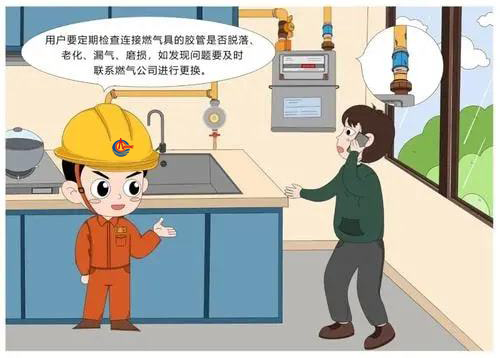 燃气的胶管都有使用寿命,特别是普通胶管,容易老化开裂,若与明火靠近