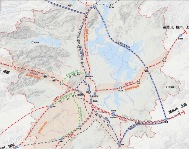 本次共规划12条城际铁路线路,其形态为以南昌为核心的"三联三射三通"