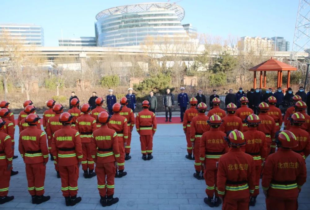 活动中,区委书记常卫和应急管理部森林消防局机动支队政委王瑜为"应急