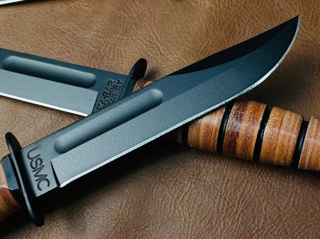 kabar卡巴1250usmc美国海军陆战队战斗刀牛皮手柄1095高碳钢