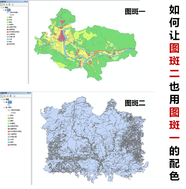 调好了一个地类图斑的符号系统,自我感觉挺好的,想让其他的数据也用