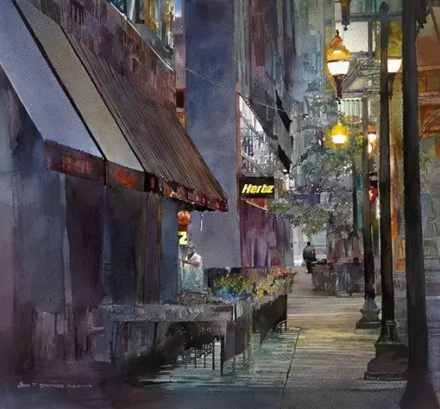 美国现代水彩画家的城市描绘用画笔捕捉世界各地的风土人情