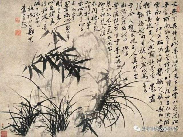 郑板桥题画诗,松柏67缝个67破瓦盆,提笔无心画有心.