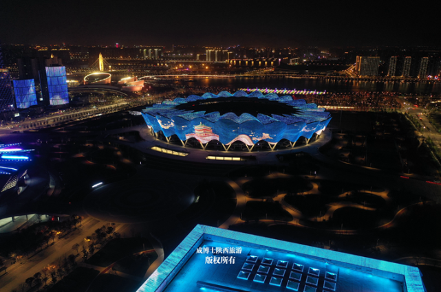 航拍奥体中心.秋季专门拍过一次改造后的兴庆宫.