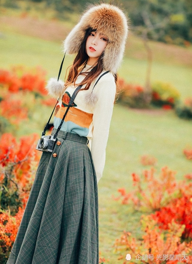 肤如凝脂肌如雪冬日美女户外写真