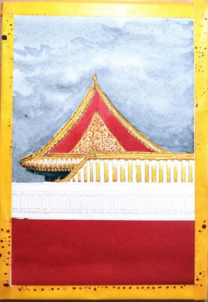 水彩|跟着红喵画故宫之六 - 故宫图画手绘 - 实验室设备网