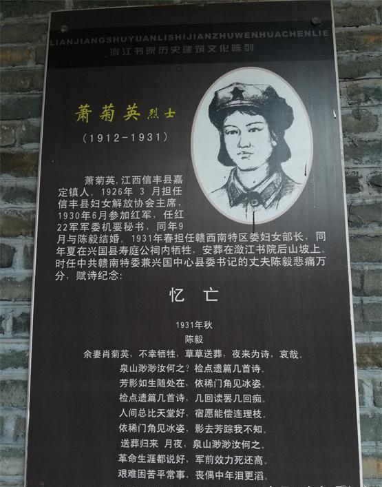 今天,安息在这里将近九十年的红军女英烈萧菊英,墓前长廊两旁长着许多