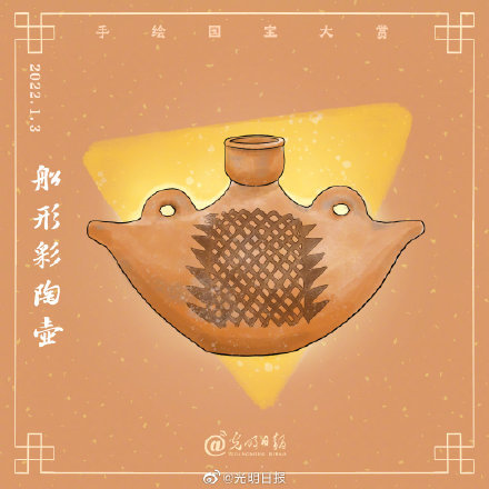 手绘国宝大赏 你见过像船一样的"水壶"吗?_腾讯新闻