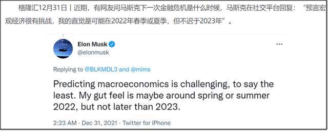 马斯克预测一年内会发生金融危机？2022年会不会出现经济危机？