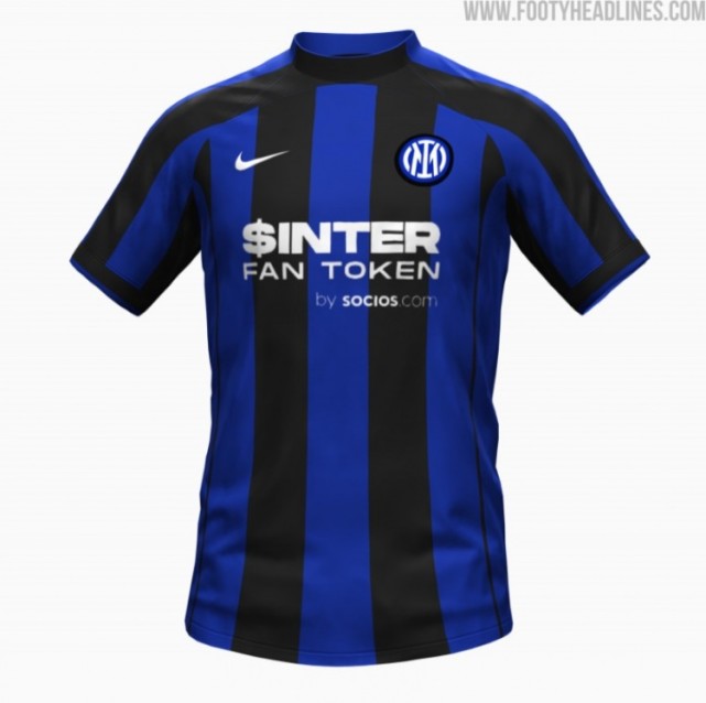 国米新赛季主场球衣蓝黑色条纹延续传统胸前仍未确定赞助商