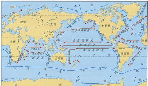 其中影响最大的是秘鲁寒流,加利福尼亚寒流以及北赤道暖流,南赤道暖流