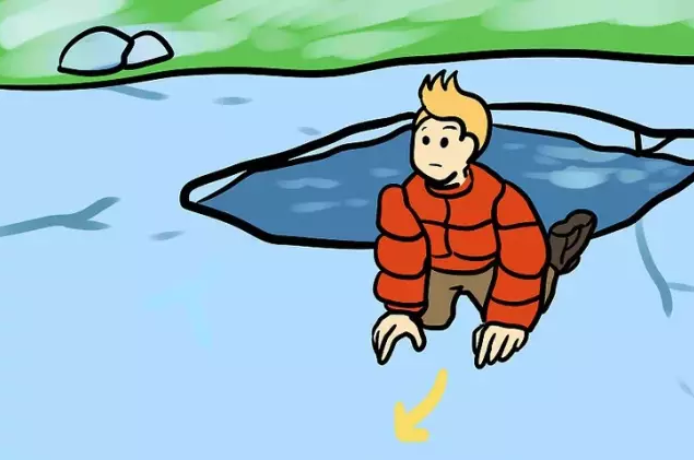 惊险承德一男子不慎掉入冰窟窿危急时刻