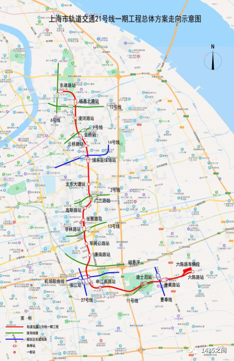 線路位於浦東新區範圍內,由南向北途經川沙新鎮,康橋鎮,張江鎮,金橋鎮