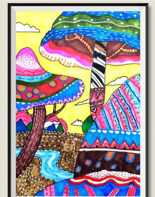 儿童美术彩色线描画颜值好看又耐看