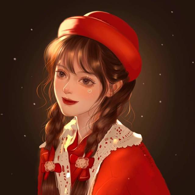 超美超有气质的红衣女生头像冬日里的温暖