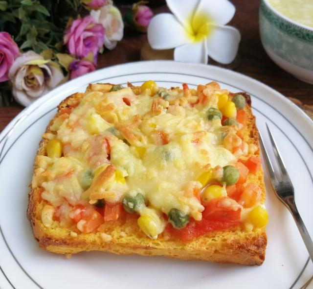 鲜虾吐司小披萨吐司边角微脆馅料香嫩拉丝