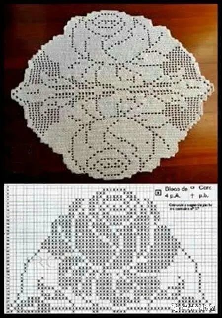 玫瑰花方格钩钩针桌布系列