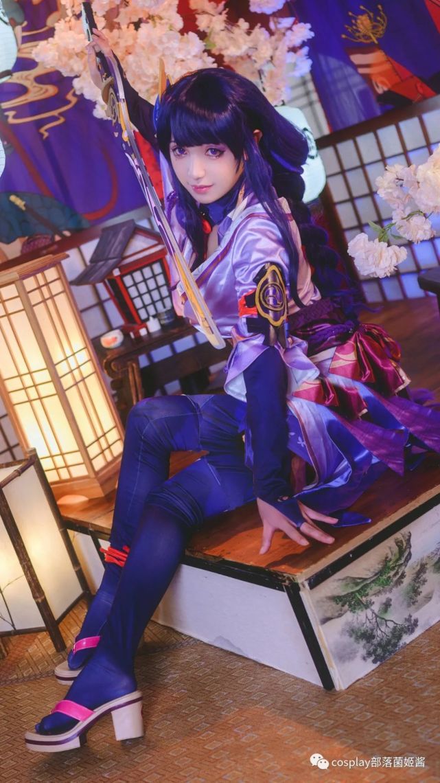 cos:原神雷电将军cos正片@高梨梨纱
