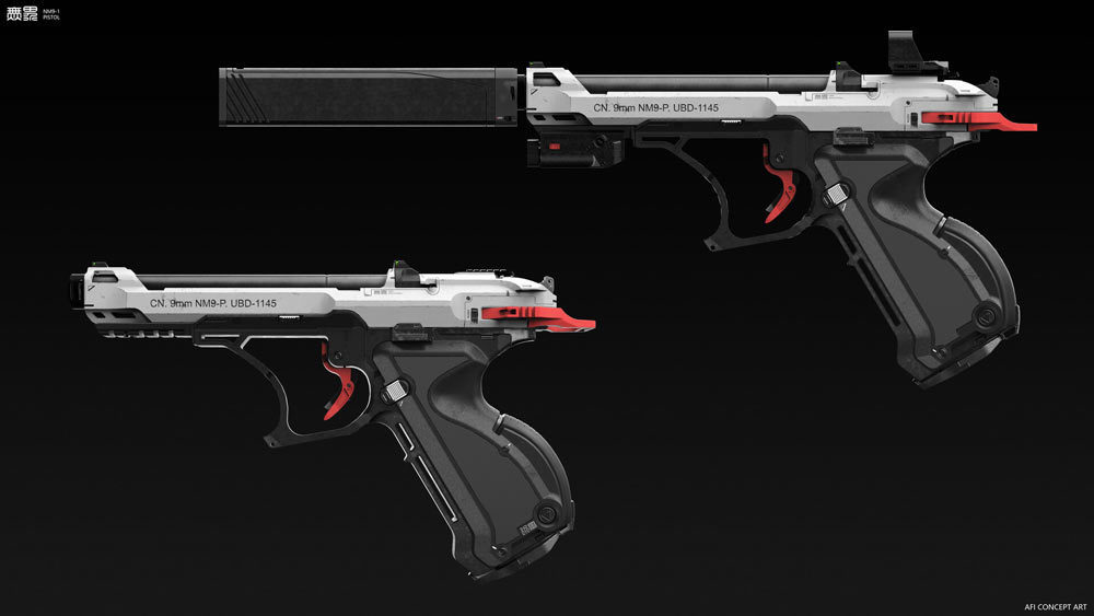 中国画家创作水燕科幻手枪从艺术角度结构枪械开拓新思路