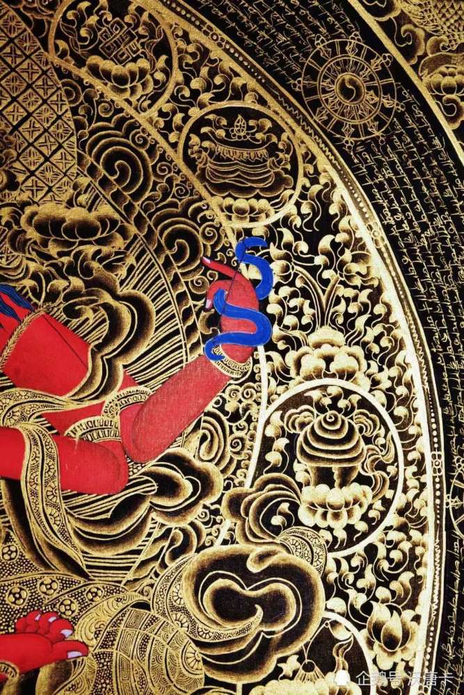尼泊尔那噶王黑金文殊菩萨坛城作品赏析