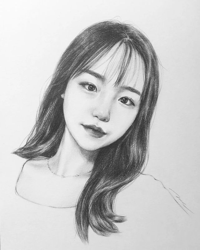 韩国美女画家笔下的肖像素描好美呀