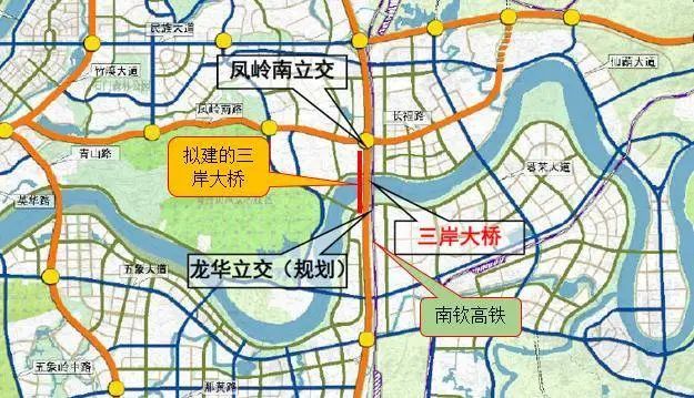 若南,北两岸八车道改造完成,三岸大桥作为连接邕江南北两岸的通道,其