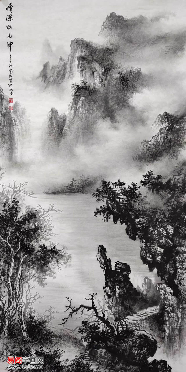 周国民山水画:墨彩交辉,烟云变幻