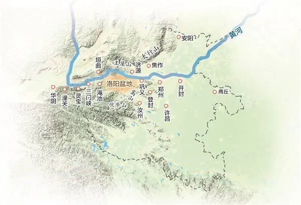 河洛地区是指以洛阳为中心,黄河与洛水交汇处的广大地区,西至潼关