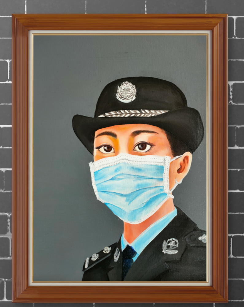 警花 · 2021年·布面油画· 40×30㎝·次旺仁增便民警务站· 2021年