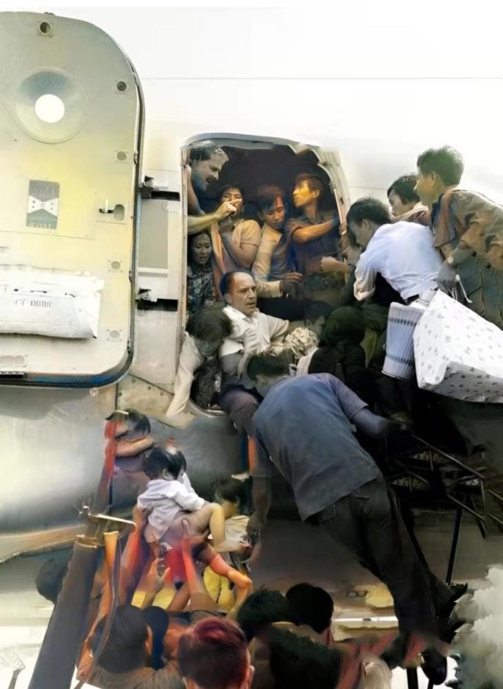 老照片从越南西贡撤离的美军飞机在德国庆祝的艾森豪威尔等人