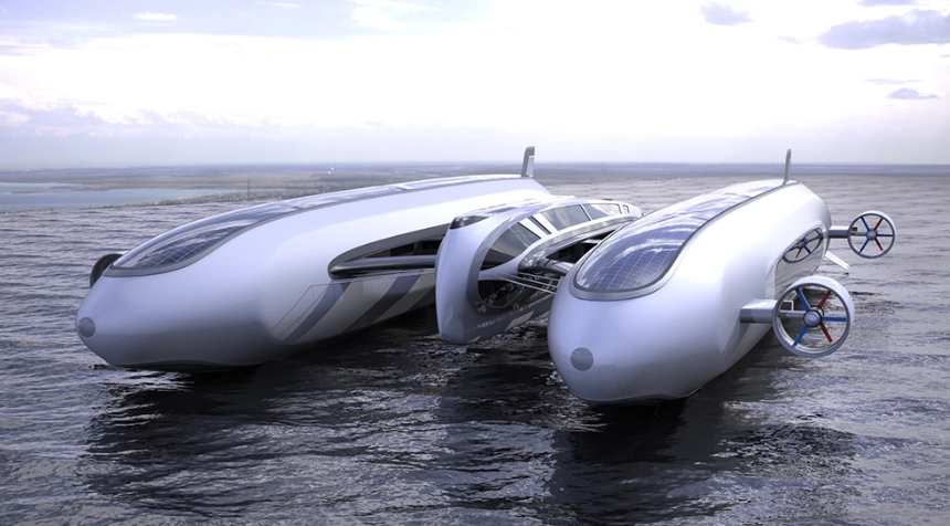 lazzarini工作室又展示了一款新的空中游艇,是上一版混合动力飞艇概念