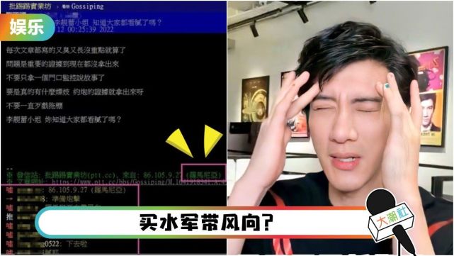 王力宏买水军被抓包了网发文批评李靓蕾ip地址却在罗马尼亚