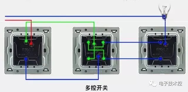 異地雙控或多控開關接線圖實物圖