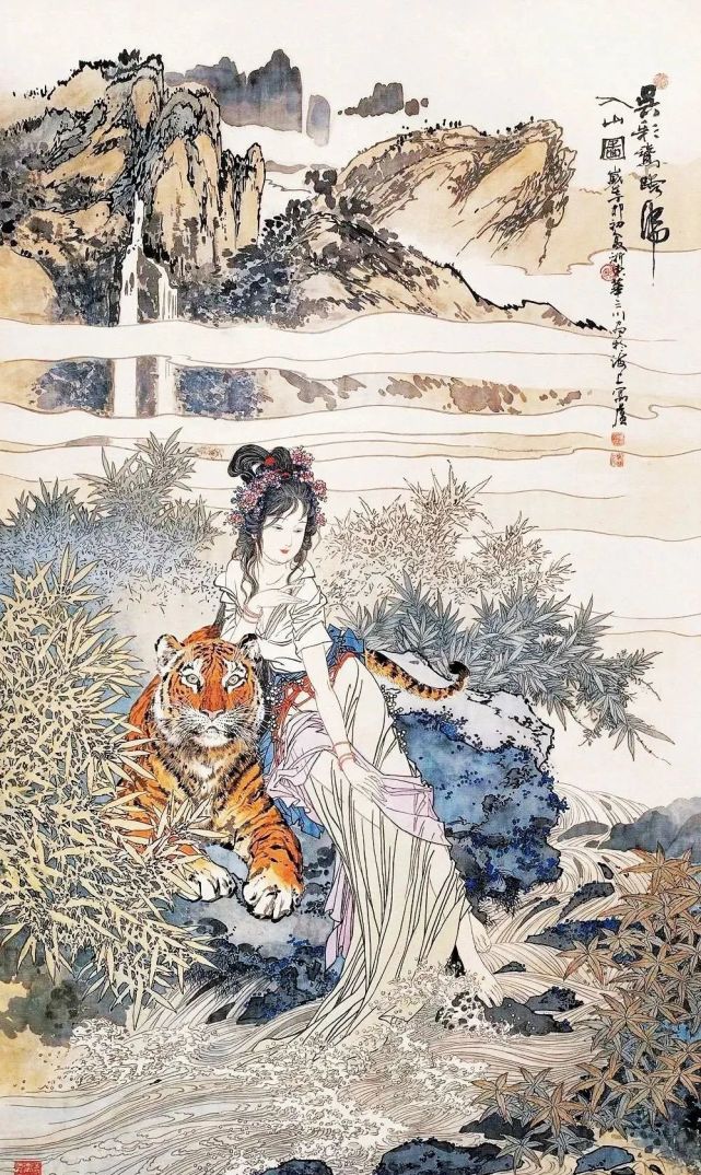 山图跨虎神女图吉祥长寿图风暖幽谷传声春余图双喜临门钟馗尊者伏虎图
