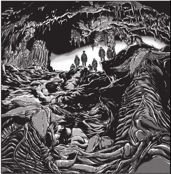 在建筑物内部墙壁上刻满了巨大生物"古老者"的信息,描述了在人类诞生