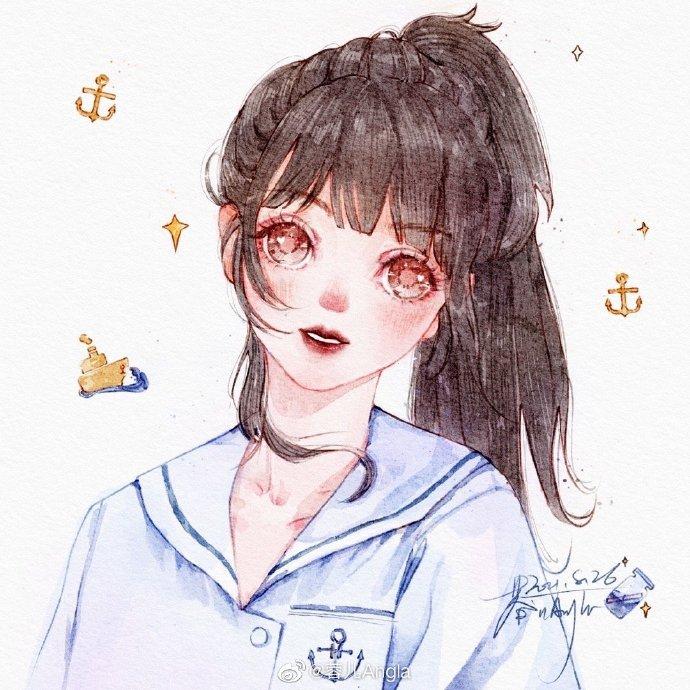 水彩少女美美哒画师蓉儿angla