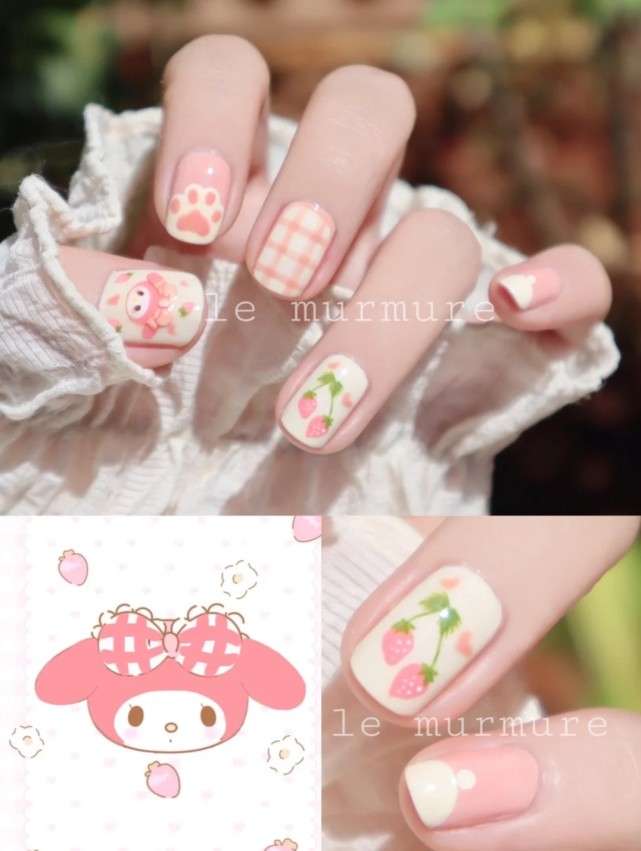 是吃可爱多长大的吗软萌美乐蒂手绘美甲