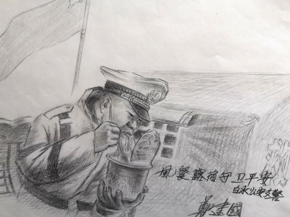 素描展现白水公安交警抗疫最美瞬间