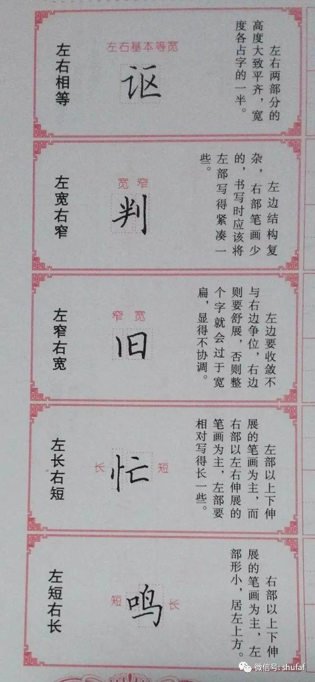 硬笔书法教程:楷书结构技巧字帖
