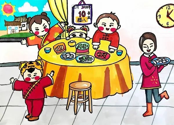 把"年味儿"放到画里,看小画师如何用画笔迎新年