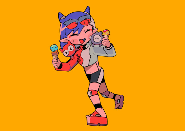 卡通涂鸦风的q版美少女插画,人物造型很具鲜明的个性|寺田てら|日本