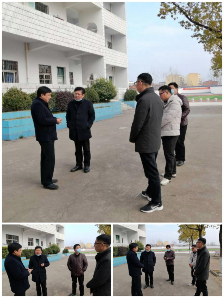 随县教育局沈勇局长和办公室毕金龙主任一行在新街中心学校唐长松校长