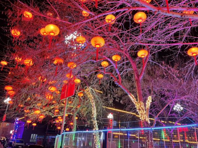 轮台县城市夜景美如画浓浓年味扑面来