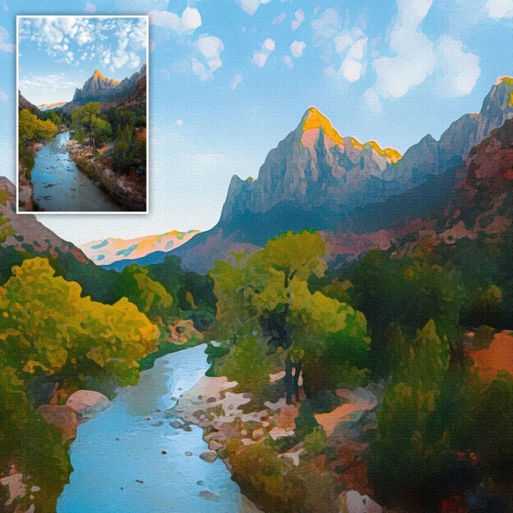 ps动作丨逼真画布油画绘画效果照片处理特效ps动作模板_腾讯新闻