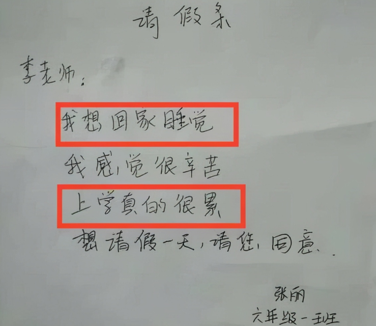 小学生奇葩请假条走红为了不上学也是蛮拼的老师哭笑不得