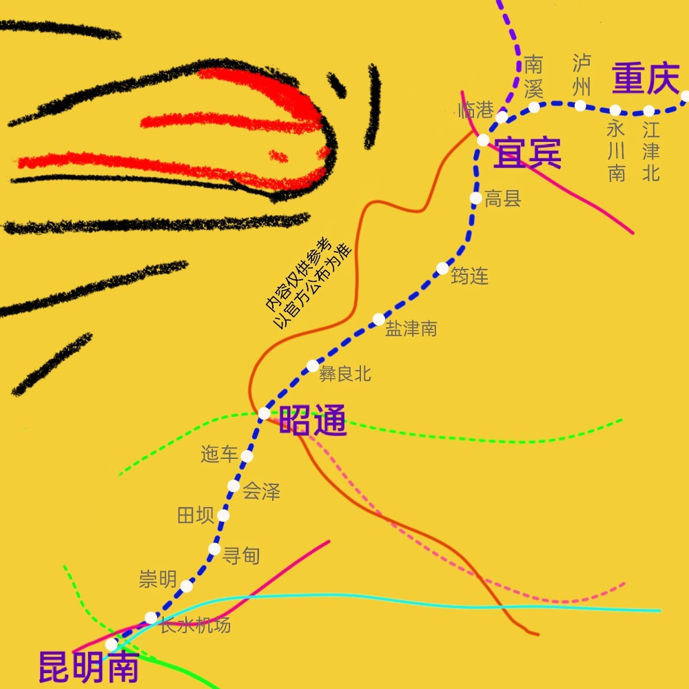 新建渝昆高铁线路走向是一条重庆市连接云南省的高速铁路