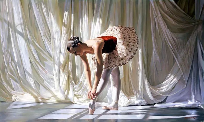 神韵优雅芭蕾舞者油画太奢美了